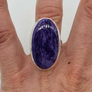 925 Sterling zilveren ring met Charoiet verstelbaar