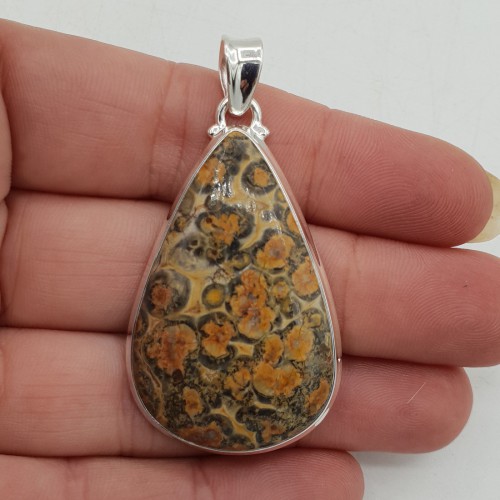 925 Sterling zilveren hanger met druppelvormige Luipaard Jaspis