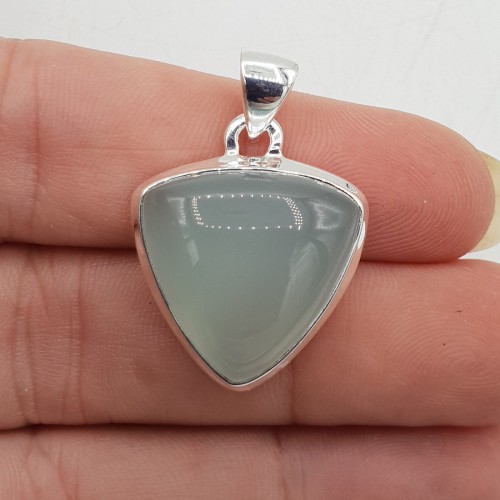 925 Sterling zilveren hanger driehoekige aqua Chalcedoon
