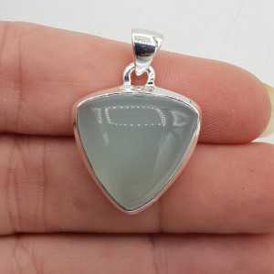 Made of 925 Sterling silver as a pendant, the triangular-shaped aqua Chalcedony