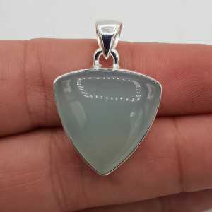 925 Sterling silver pendant with a triangle shaped aqua Chalcedony