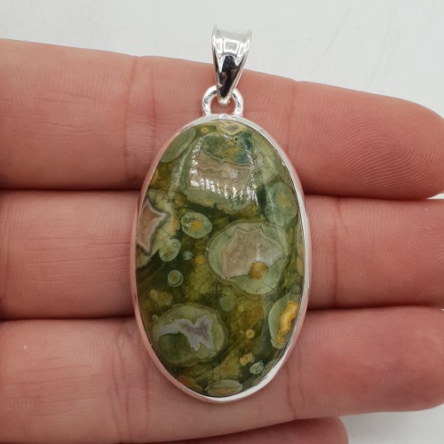 Zilveren hanger gezet met regenwoud Jaspis
