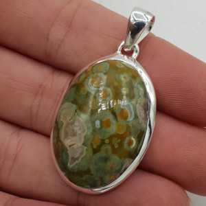 Silver gemstone earrings with rainforest Jasper