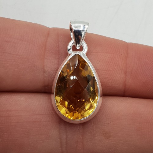 925 Sterling zilveren hanger met druppelvormige Citrien