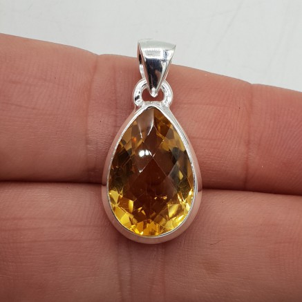 925 Sterling zilveren hanger met druppelvormige Citrien