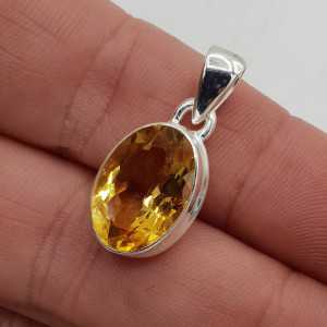 925 Sterling silver pendant with oval Citrine