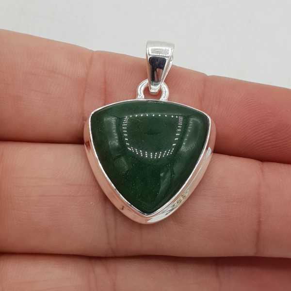 Made of 925 Sterling silver as a pendant, the triangular-shaped Aventurine