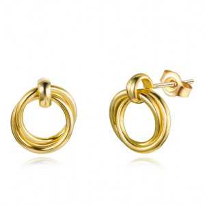 Gold-plated drop earrings double ring