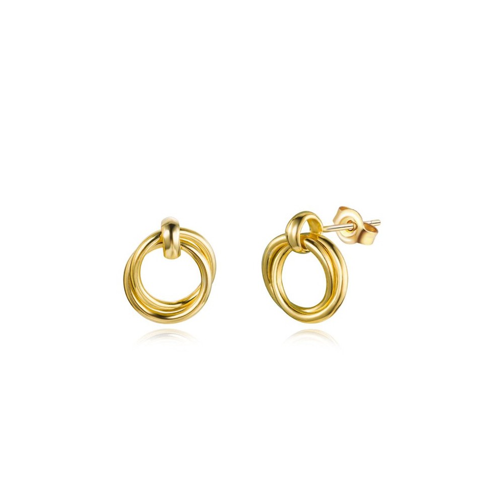 Gold-plated drop earrings double ring