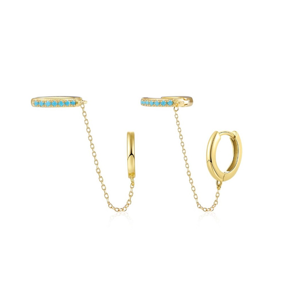 Gold-plated creole with Turquoise and blue stones