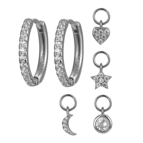 925 Sterling zilveren creolen met losse hangertje