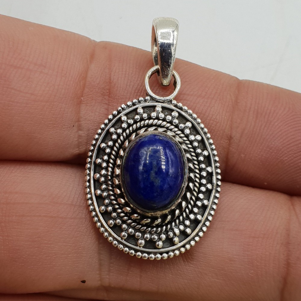 925 Sterling zilveren hanger Lapis Lazuli bewerkte setting