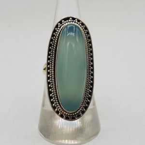 925 Sterling zilveren ring ovale aqua Chalcedoon 17 mm