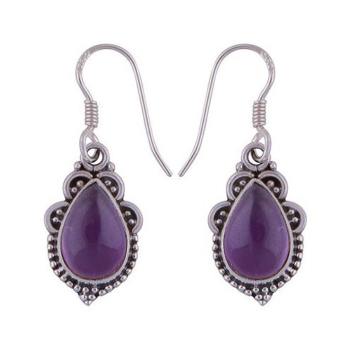 Zilveren oorbellen met druppelvormige Amethist