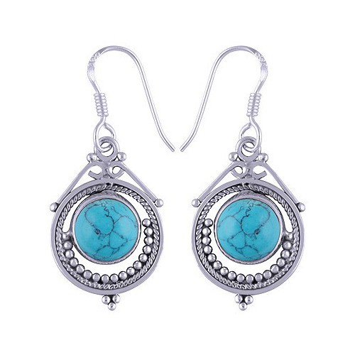 925 Sterling zilveren oorbellen met ronde Turkoois