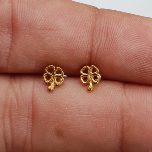 Vergulde klavertje vier oorknoppen