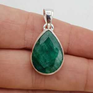 925 Sterling zilveren hanger druppelvormige Emerald