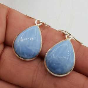 925 Sterling zilveren oorbellen druppelvormige blauw Opaal