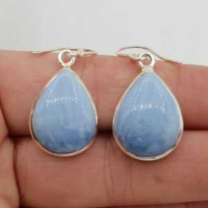 925 Sterling zilveren oorbellen druppelvormige blauw Opaal