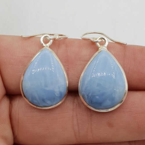 925 Sterling zilveren oorbellen druppelvormige blauw Opaal