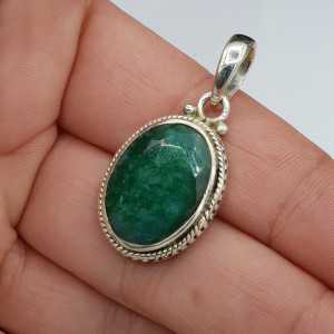 925 Sterling zilveren hanger ovale Emerald
