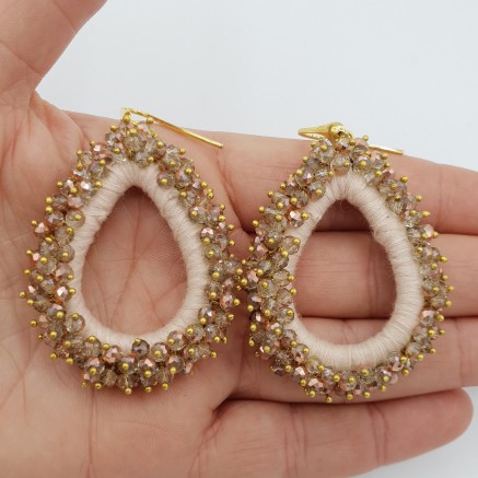 Vergulde glassberry oorbellen