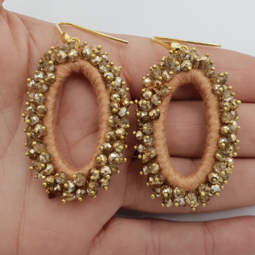 Vergulde glassberry oorbellen ovaal goud