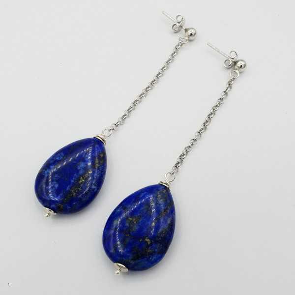 lapis oorbellen sterling zilver kobaltblauwe oorbel hypoallergene sieraden. 1 1/2" drop oorbellen lapis lazuli sieraden Sieraden Oorbellen Oorbellen & druppelhangers 