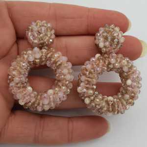 Glassberry oorbellen open ring roze