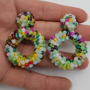 Glassberry oorbellen open ring multi kleuren