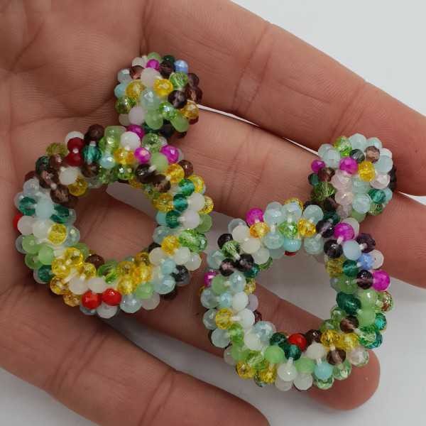Glassberry oorbellen open ring multi kleuren