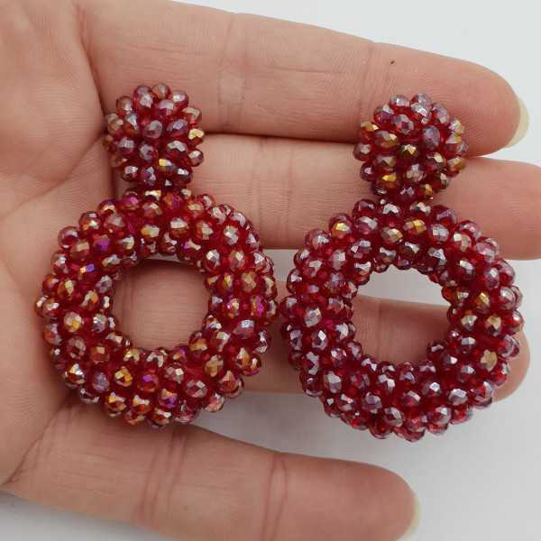 Glassberry oorbellen open ring rood