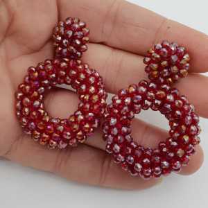 Glassberry oorbellen open ring rood