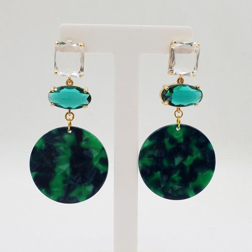 Vergulde oorbellen met Crystals en Resin