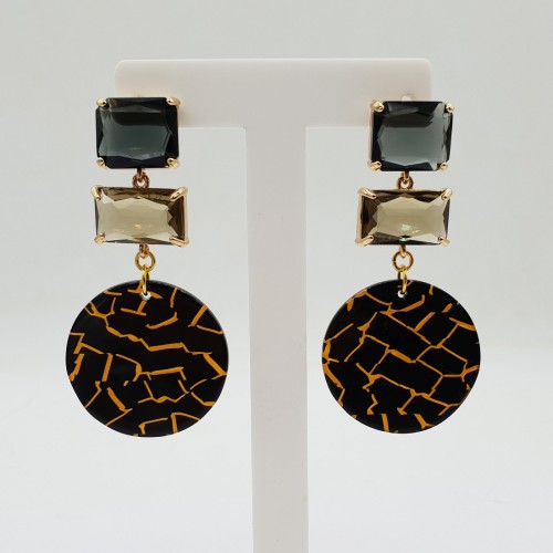 Vergulde oorbellen Crystals en Resin