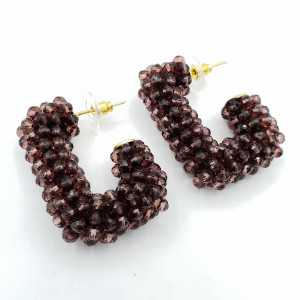 Rechthoekige glassberry creolen