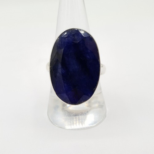 Zilveren ring met ovale Saffier 20 mm