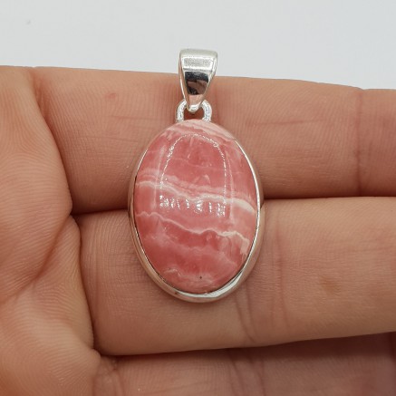 925 Sterling zilveren hanger ovale Rhodochrosiet