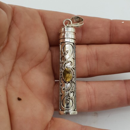 Zilveren parfumhanger / ashanger met Citrien large