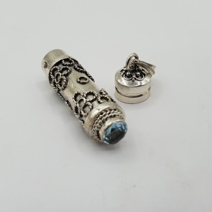 Zilveren parfumhanger / ashanger blauw Topaas medium