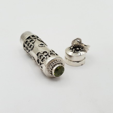 Zilveren parfumhanger / ashanger Peridot medium