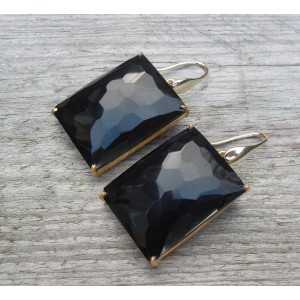 Gold plated earrings with rectangular black Onyx