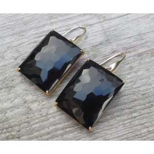 Gold plated earrings with rectangular black Onyx
