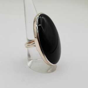925 Sterling zilveren ring met grote brede ovale Onyx