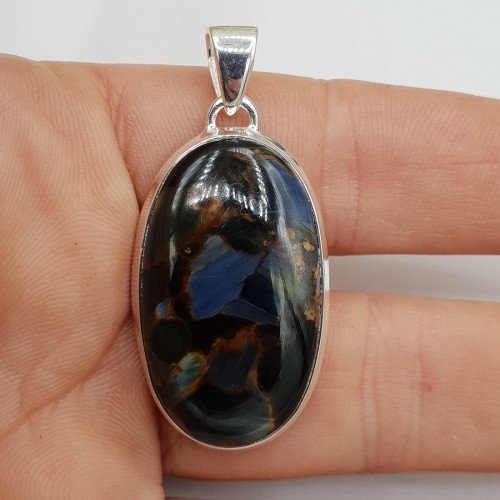 925 Sterling zilveren hanger gezet met ovale Pietersiet