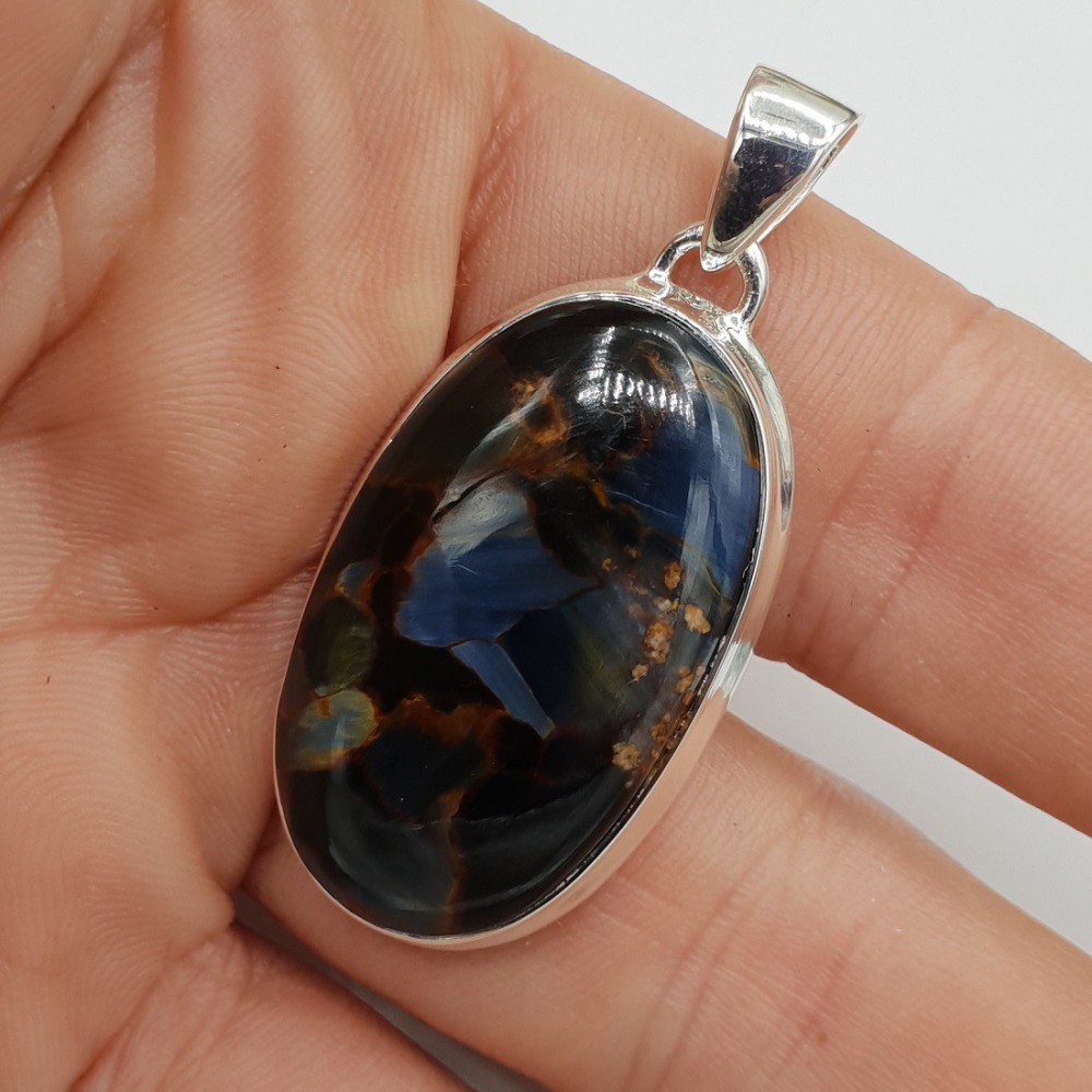 925 Sterling zilveren hanger gezet met ovale Pietersiet