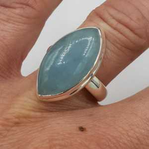 Zilveren ring gezet met marquise Aquamarijn 17.3 mm