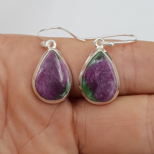 925 Sterling zilveren oorbellen gezet met Robijn Zoisiet