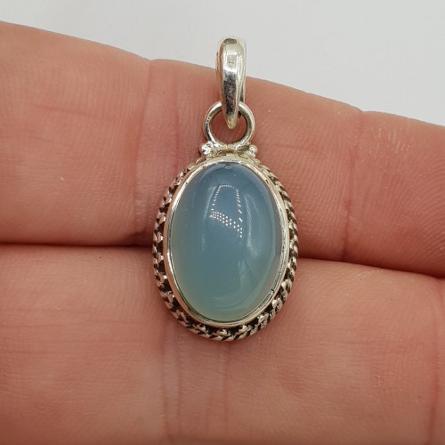 925 Sterling zilveren hanger met aqua Chalcedoon
