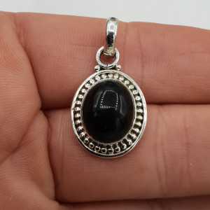 925 Sterling zilveren hanger met ovale zwarte Onyx